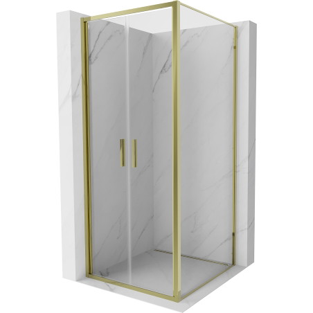 Mexen Exo-B Duo kabina prysznicowa uchylna 90 x 90 cm, transparent, złota - 814-090-090-50-00