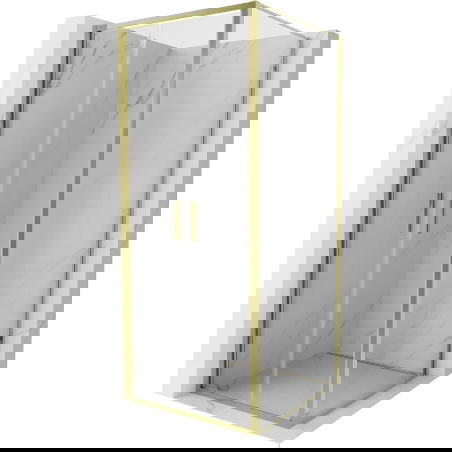 Mexen Exo cabine de duche com porta basculante 90 x 90 cm, transparente, dourada - 814-090-090-50-00