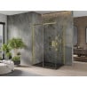 Mexen Omega sliding shower cabin 100 x 90 cm, transparent, gold + Flat shower tray, black - 825-100-090-50-00-4070G