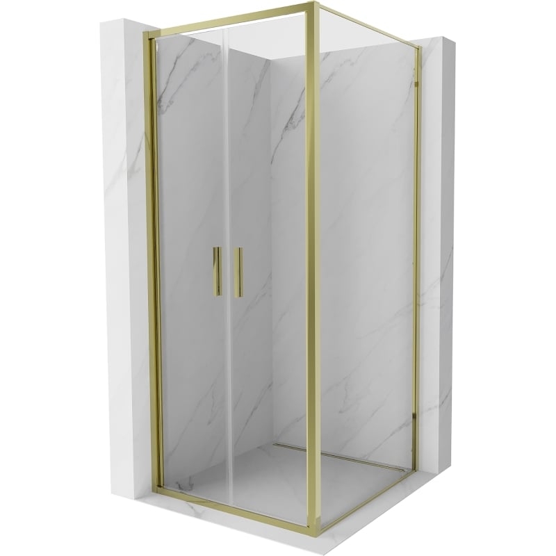 Mexen Exo-B Duo swing shower enclosure 100 x 100 cm, transparent, gold - 814-100-100-50-00