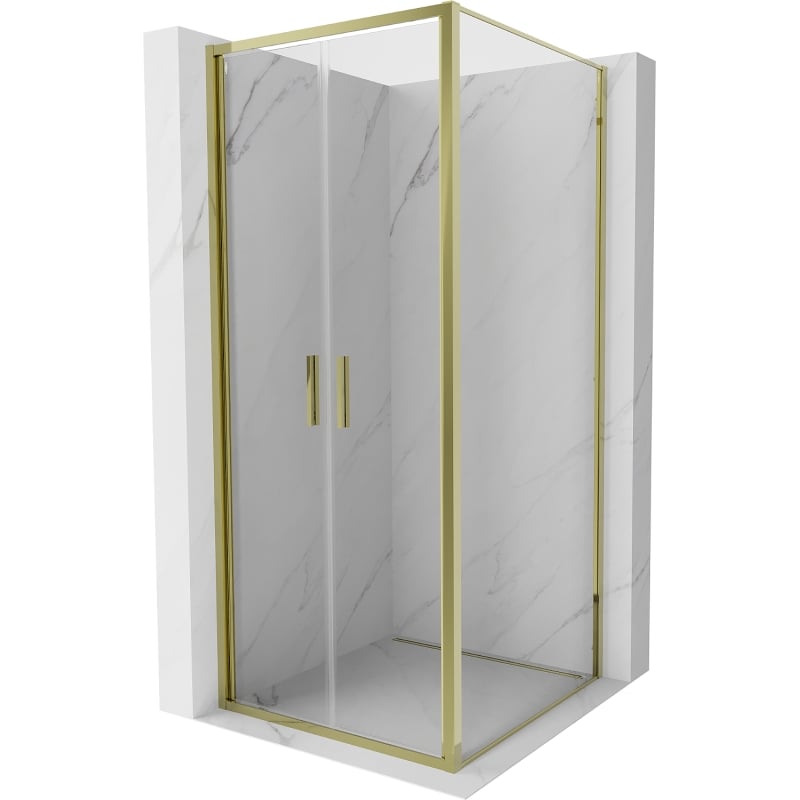 Mexen Exo Hinged Shower Enclosure 100 x 100 cm, Transparent, Gold - 814-100-100-50-00