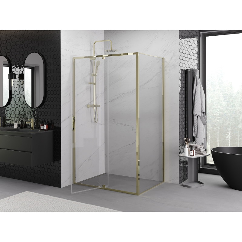 Mexen Exo-R kabina prysznicowa uchylna 110 x 75 cm, transparent, złota - 819-110-075-50-00