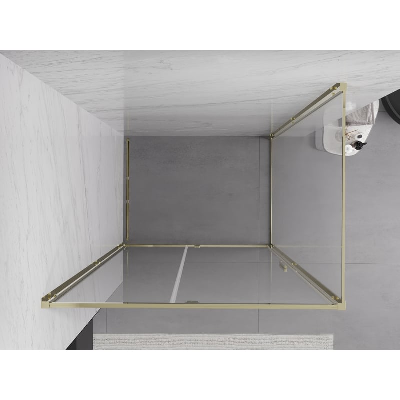 Mexen Exo-R cabina de ducha abatible 120 x 80 cm, transparente, dorada - 819-120-080-50-00