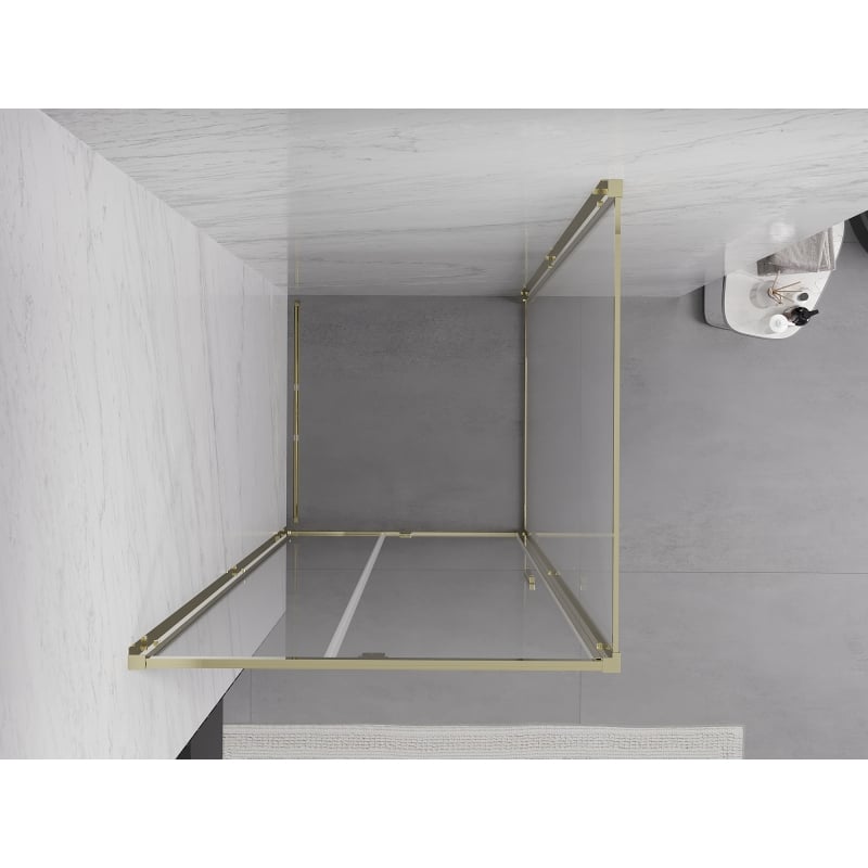 Mexen Exo-R cabina doccia a battente 95 x 95 cm, trasparente, dorata - 819-095-095-50-00
