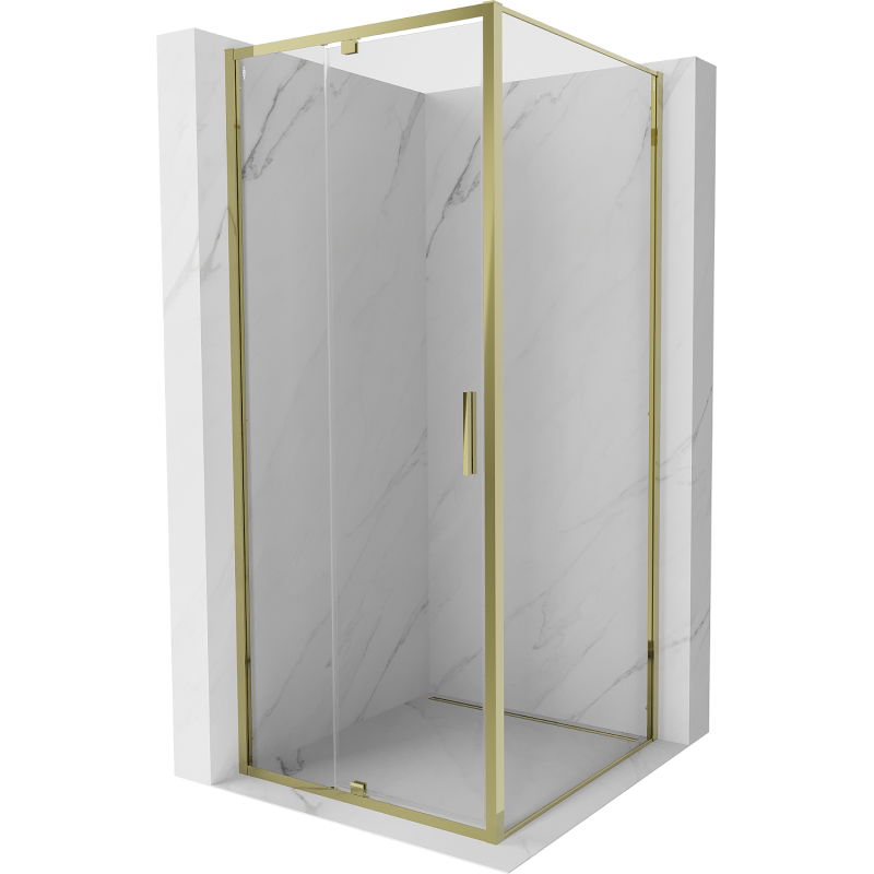 Mexen Exo douchecabine draaibaar 100 x 100 cm, transparant, goud - 819-100-100-50-00