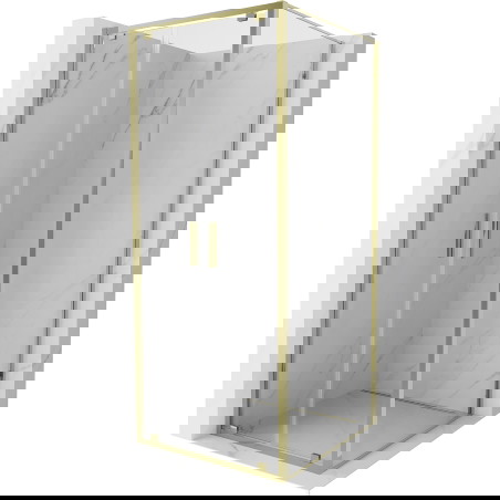 Mexen Exo pregibna tuš kabina 80 x 80 cm, prozorna, zlata - 8182-080-080-50-00