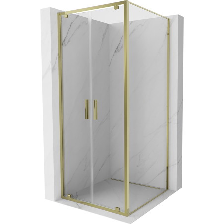 Mexen Exo-BR Duo kabina prysznicowa uchylna 90 x 90 cm, transparent, złota - 8182-090-090-50-00