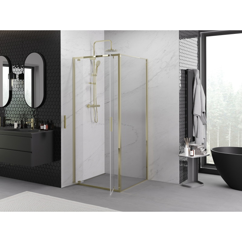 Mexen Exo-BR Duo kabina prysznicowa uchylna 90 x 90 cm, transparent, złota - 8182-090-090-50-00
