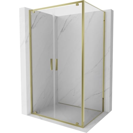 Mexen Exo-BR Duo cabina de ducha abatible 90 x 95 cm, transparente, dorada - 8182-090-095-50-00