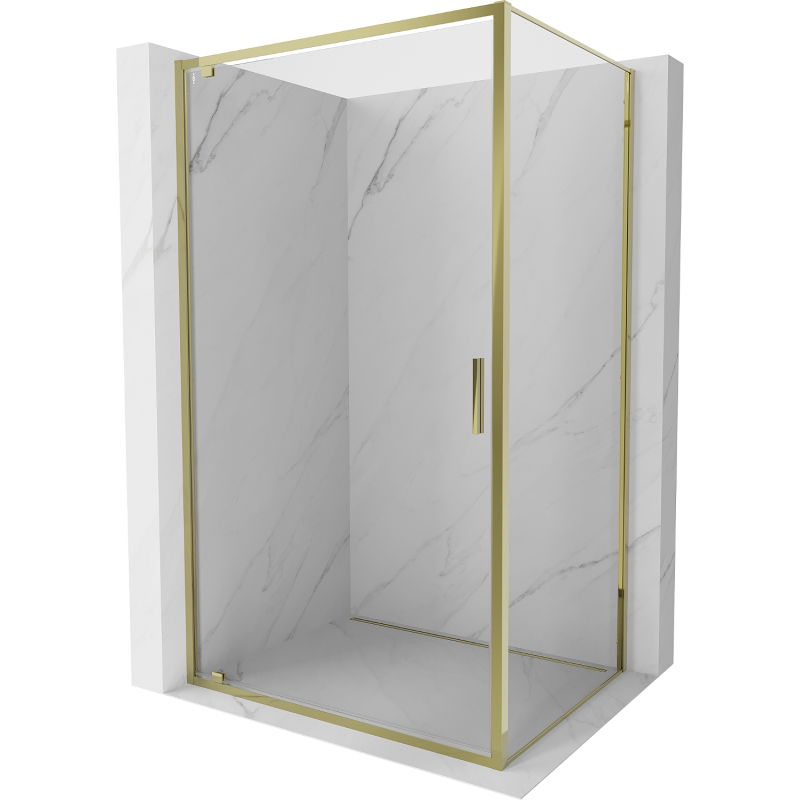 Mexen Exo scharnierend douchecabine 70 x 75 cm, transparant, goud - 8181-070-075-50-00