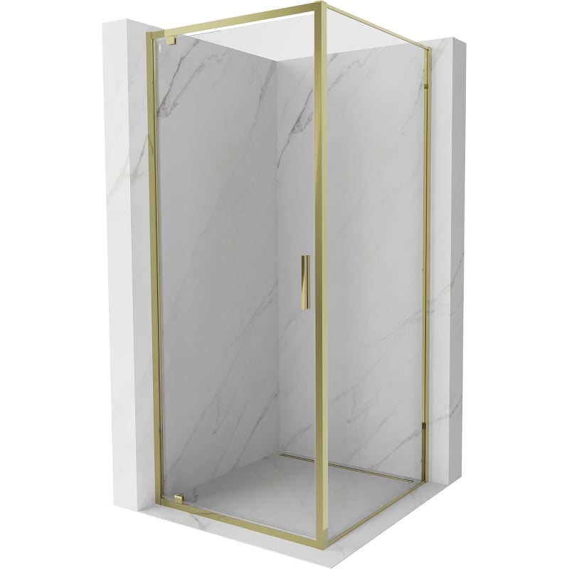 Mexen Exo-BR nihajna tuš kabina 75 x 75 cm, prozorna, zlata - 8181-075-075-50-00