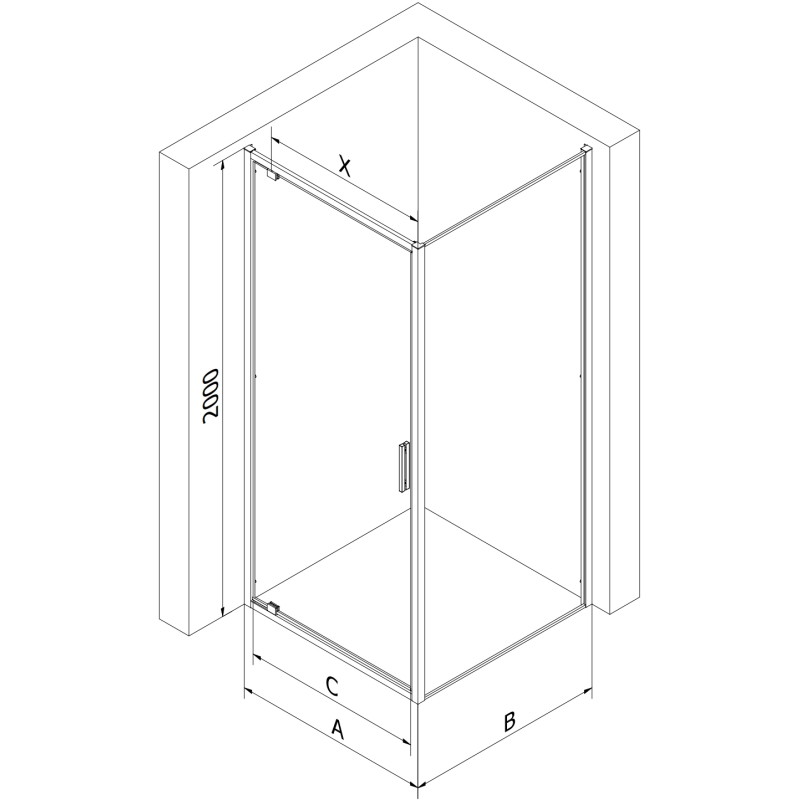 Mexen Exo-BR kabina prysznicowa uchylna 90 x 95 cm, transparent, złota - 8181-090-095-50-00