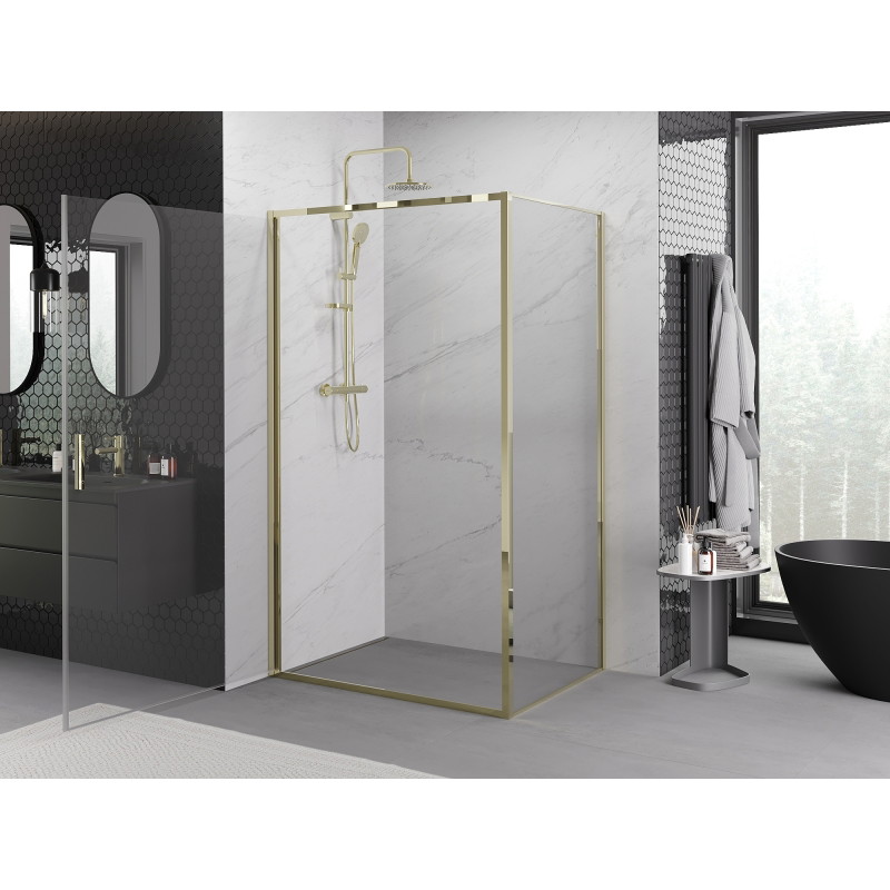 Mexen Exo-B cabina de ducha abatible 100 x 70 cm, transparente, dorada - 817-100-070-50-00