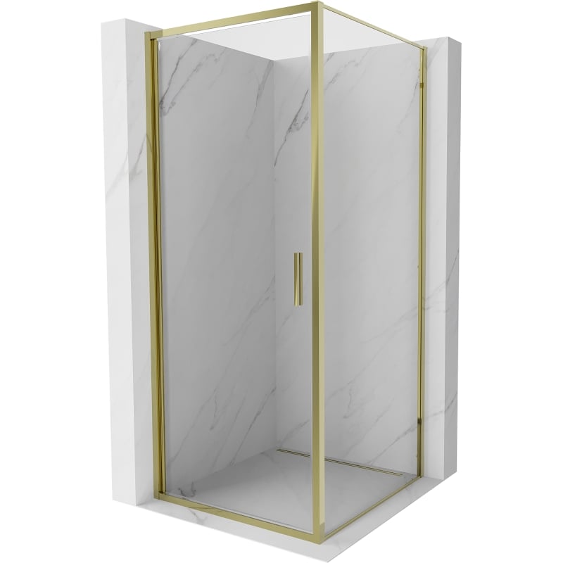 Mexen Exo cabina doccia con porta a battente 90 x 90 cm, trasparente, oro - 817-090-090-50-00