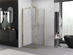 Mexen Exo-F faltbare Duschkabine 85 x 85 cm, transparent, gold - 816-085-085-50-00