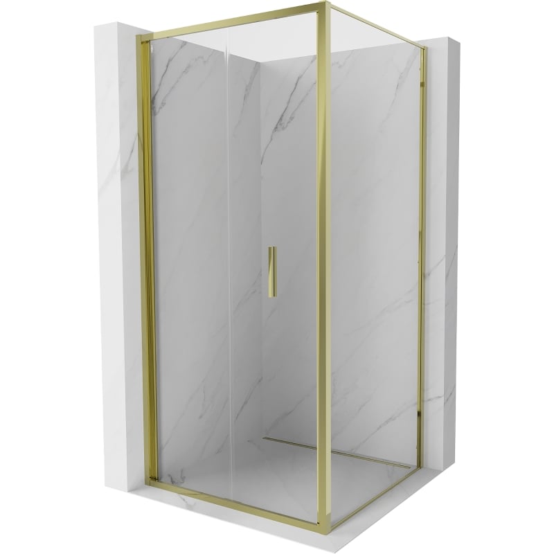 Mexen Exo cabine de duche dobrável 90 x 90 cm, transparente, dourada - 816-090-090-50-00