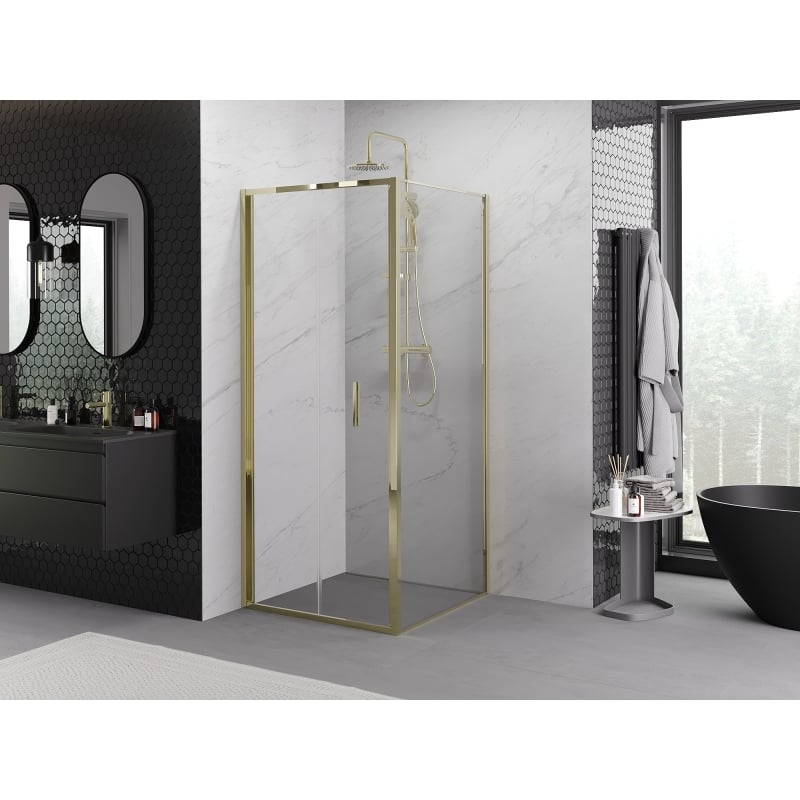 Mexen Exo-F cabina doccia pieghevole 95 x 95 cm, trasparente, oro - 816-095-095-50-00