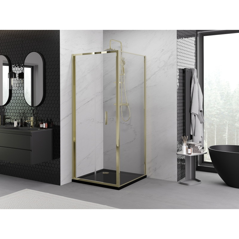Mexen Exo-F cabine de douche pliante 95 x 95 cm, transparent, or - 816-095-095-50-00