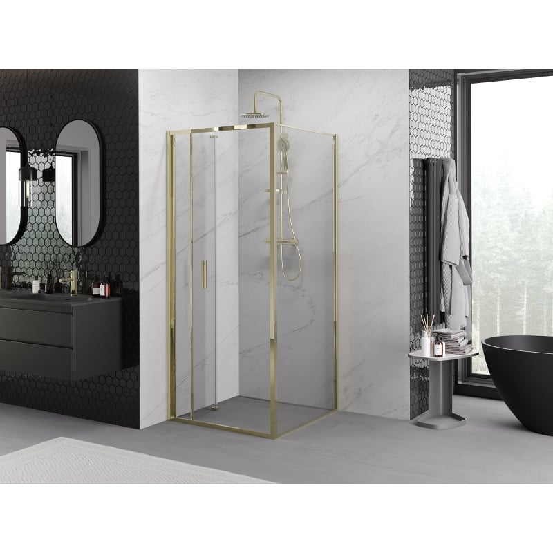 Mexen Exo-F cabina doccia pieghevole 95 x 95 cm, trasparente, oro - 816-095-095-50-00