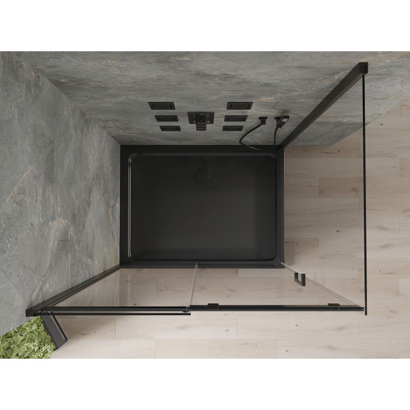 Mexen Omega cabina doccia scorrevole 100 x 80 cm, trasparente, nera + piatto doccia Flat, nero - 825-100-080-70-00-4070B