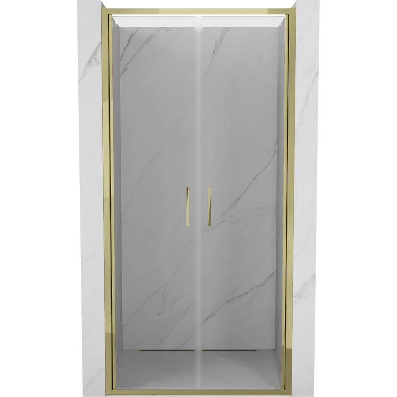Mexen Exo double swing shower doors 70 cm, transparent, gold - 814-070-000-50-00