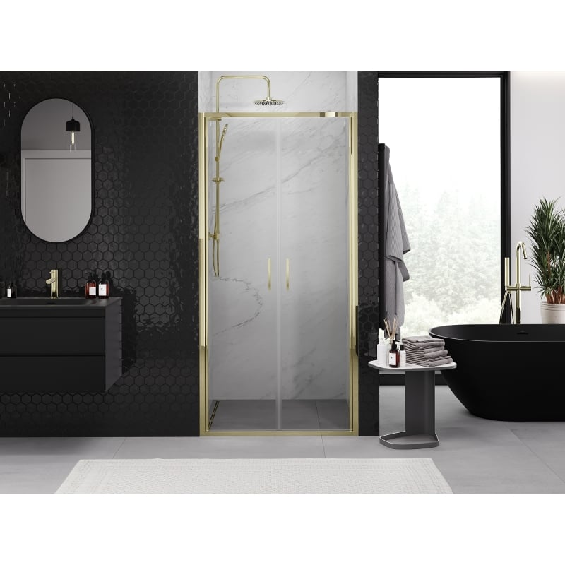 Mexen Exo-B Duo dubbele openslaande douchedeur 70 cm, transparant, goud - 814-070-000-50-00