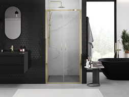 Mexen Exo double swing shower doors 70 cm, transparent, gold - 814-070-000-50-00