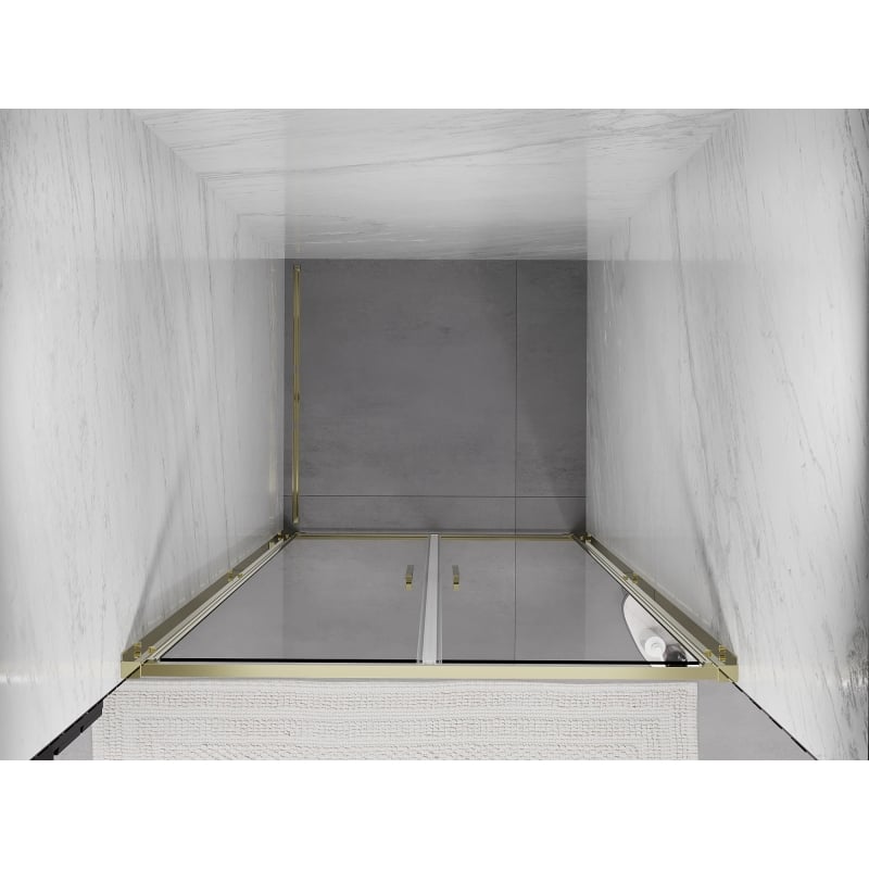 Mexen Exo-B Duo dubbele openslaande douchedeur 70 cm, transparant, goud - 814-070-000-50-00