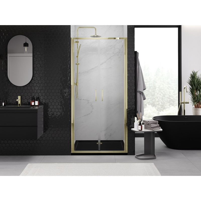 Mexen Exo-B Duo dubbel svängbar duschdörr 80 cm, transparent, guld - 814-080-000-50-00