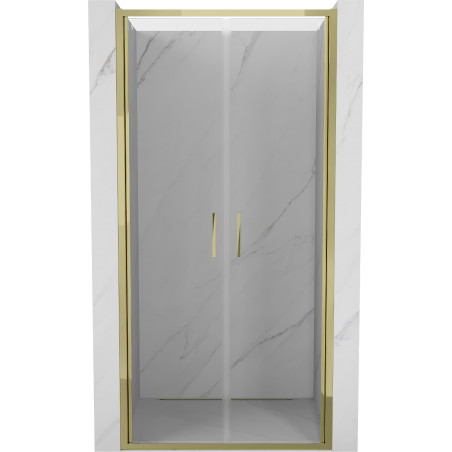 Mexen Exo-B Duo drzwi prysznicowe podwójne uchylne 90 cm, transparent, złote - 814-090-000-50-00
