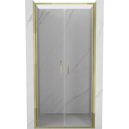 Mexen Exo puerta de ducha doble abatible 90 cm, transparente, dorado - 814-090-000-50-00