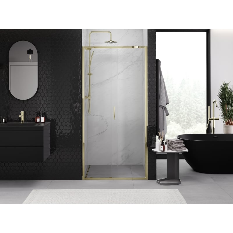 Mexen Exo schuifdeur voor douche 100 cm, transparant, goud - 8151-100-000-50-00