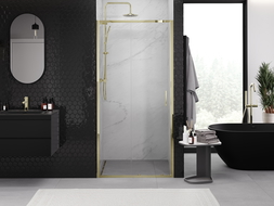 Mexen Exo schuifbare douchedeur 115 cm, transparant, goud - 8151-115-000-50-00