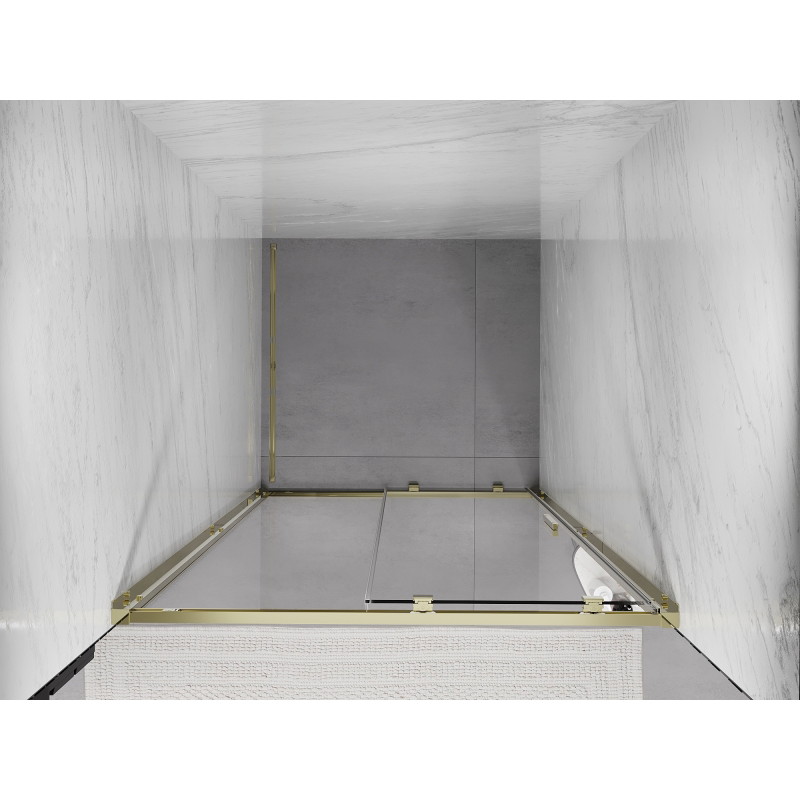Mexen Exo-S drzwi prysznicowe rozsuwane 125 cm, transparent, złote - 8151-125-000-50-00