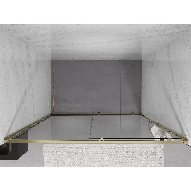 Mexen Exo-S drzwi prysznicowe rozsuwane 130 cm, transparent, złote - 8151-130-000-50-00