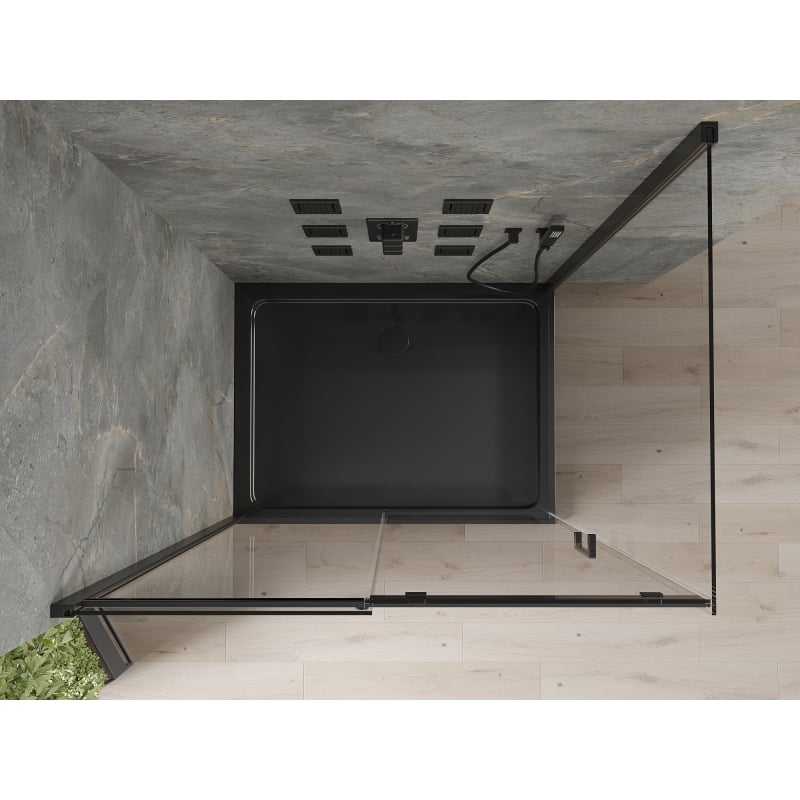 Mexen Omega sliding shower cabin 100 x 90 cm, transparent, black + Flat shower tray, black - 825-100-090-70-00-4070B