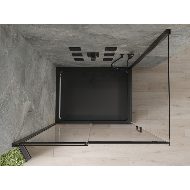 Mexen Omega ühele poole avanev dušikabiin 100 x 90 cm, läbipaistev, must + Flat alus, must - 825-100-090-70-00-4070B