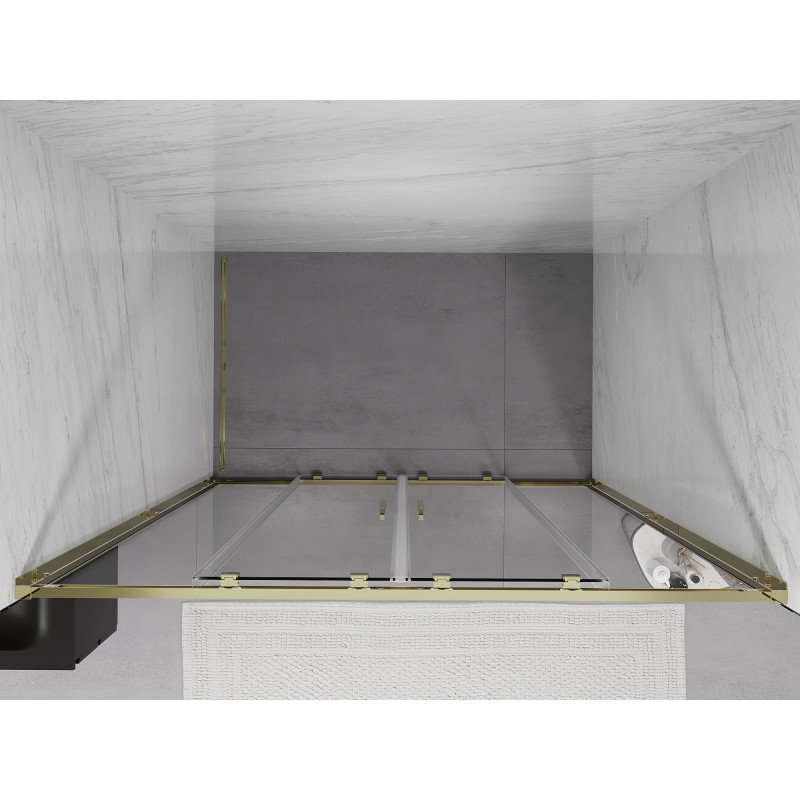 Mexen Exo drzwi prysznicowe podwójne rozsuwane 130 cm, transparent, złote - 8152-130-000-50-00