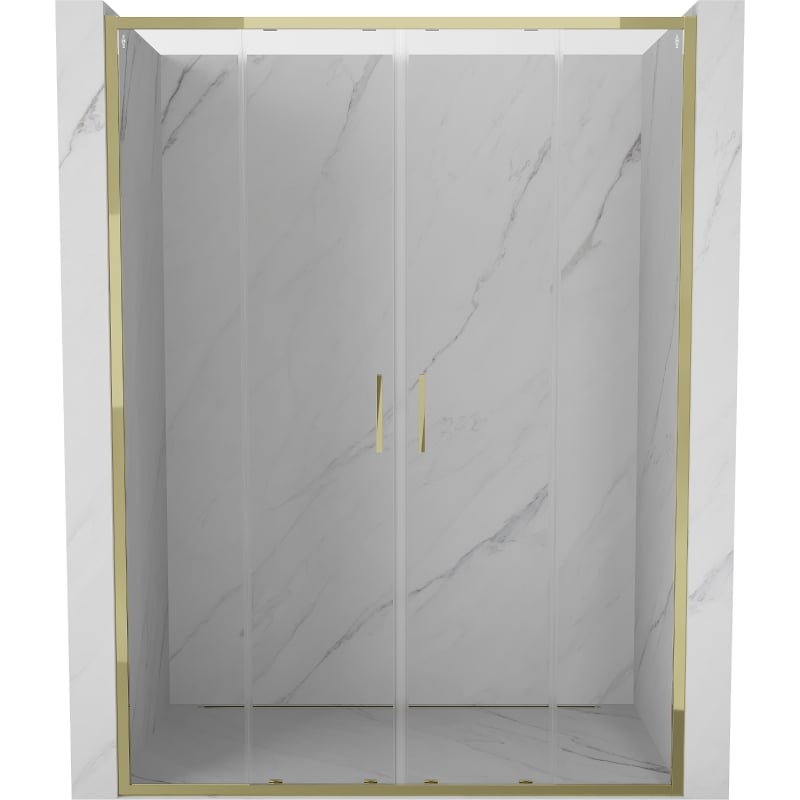 Mexen Exo drzwi prysznicowe podwójne rozsuwane 140 cm, transparent, złote - 8152-140-000-50-00