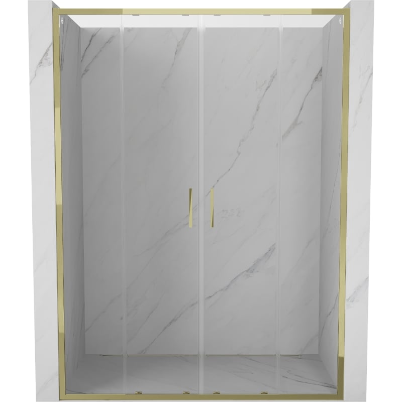 Mexen Exo-S Duo dubbele schuifdouchedeuren 150 cm, transparant, goud - 8152-150-000-50-00