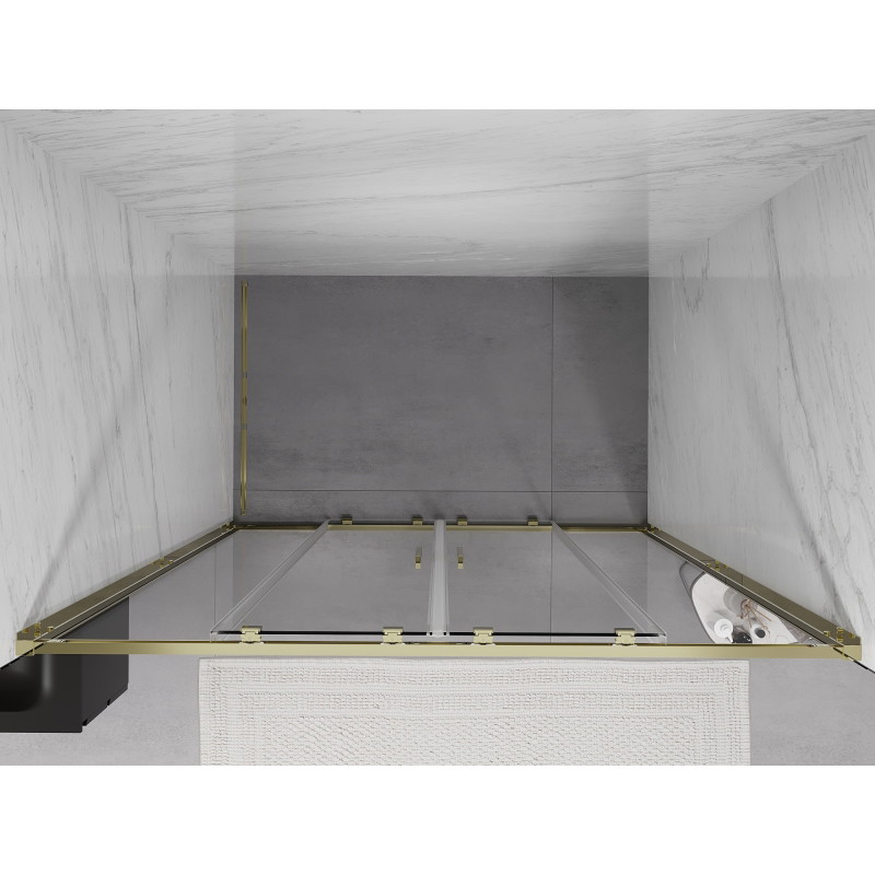 Mexen Exo-S Duo drzwi prysznicowe podwójne rozsuwane 150 cm, transparent, złote - 8152-150-000-50-00