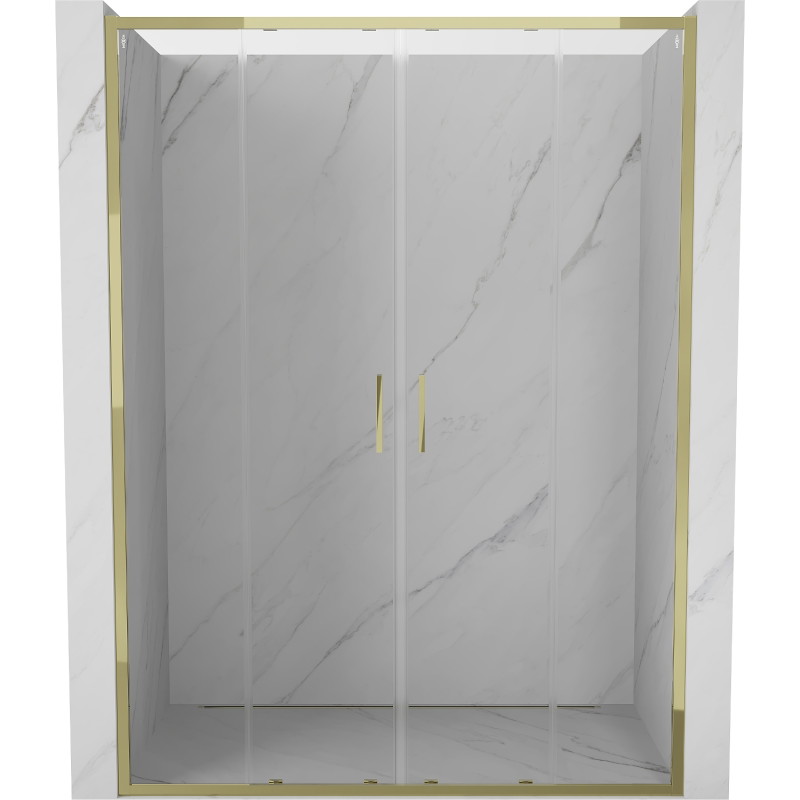 Mexen Exo-S Duo drzwi prysznicowe podwójne rozsuwane 160 cm, transparent, złote - 8152-160-000-50-00