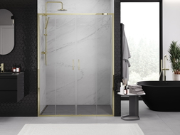 Mexen Exo drzwi prysznicowe podwójne rozsuwane 160 cm, transparent, złote - 8152-160-000-50-00
