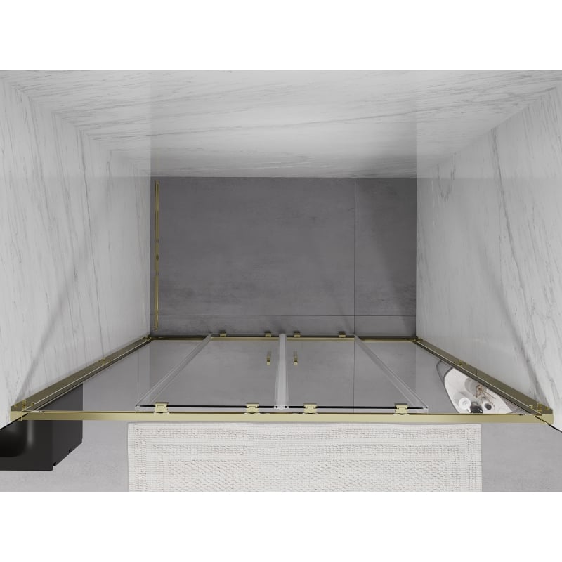 Mexen Exo drzwi prysznicowe podwójne rozsuwane 160 cm, transparent, złote - 8152-160-000-50-00