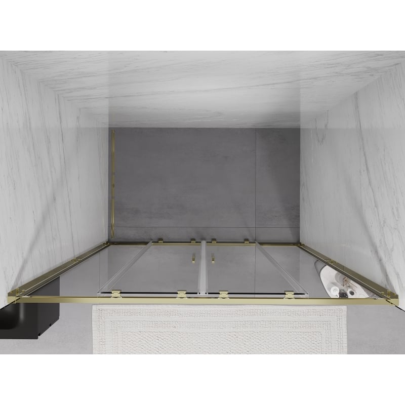 Mexen Exo-S Duo doppelt schiebbare Dusch Türen 160 cm, transparent, gold - 8152-160-000-50-00