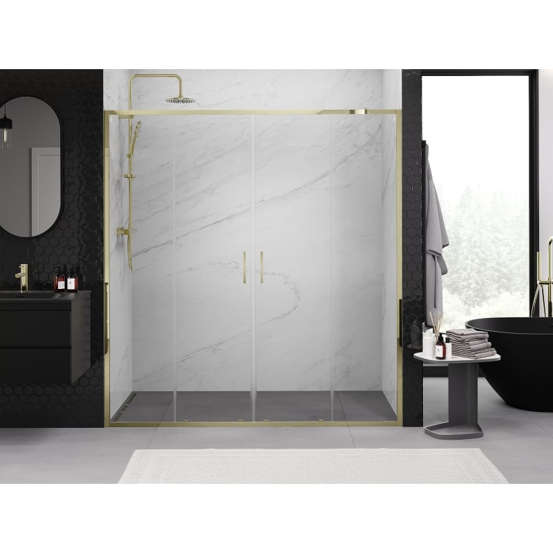 Mexen Exo porte de douche double coulissante 170 cm, transparent, doré - 8152-170-000-50-00
