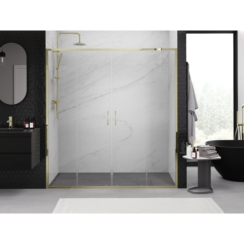 Mexen Exo-S Duo porte doccia doppie scorrevoli 170 cm, trasparenti, dorate - 8152-170-000-50-00
