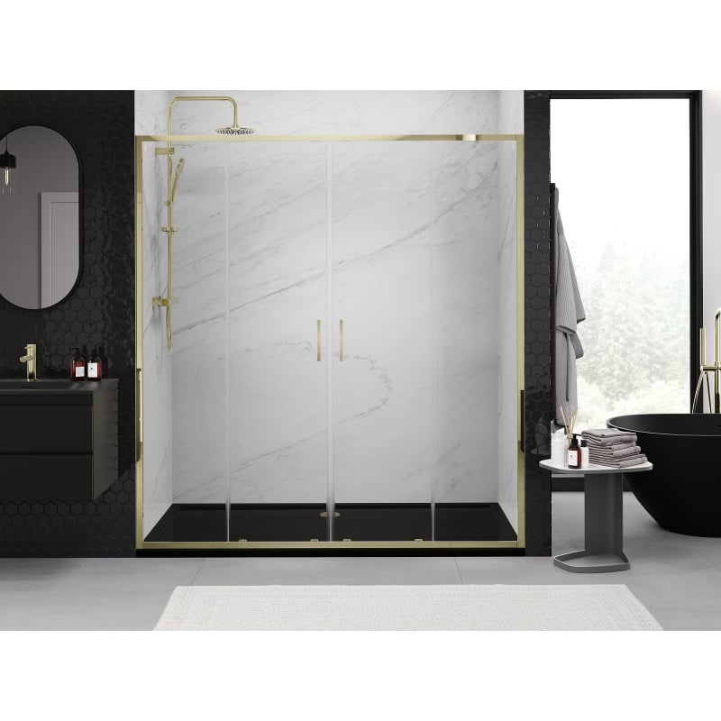 Mexen Exo-S Duo porte doccia doppie scorrevoli 170 cm, trasparenti, dorate - 8152-170-000-50-00