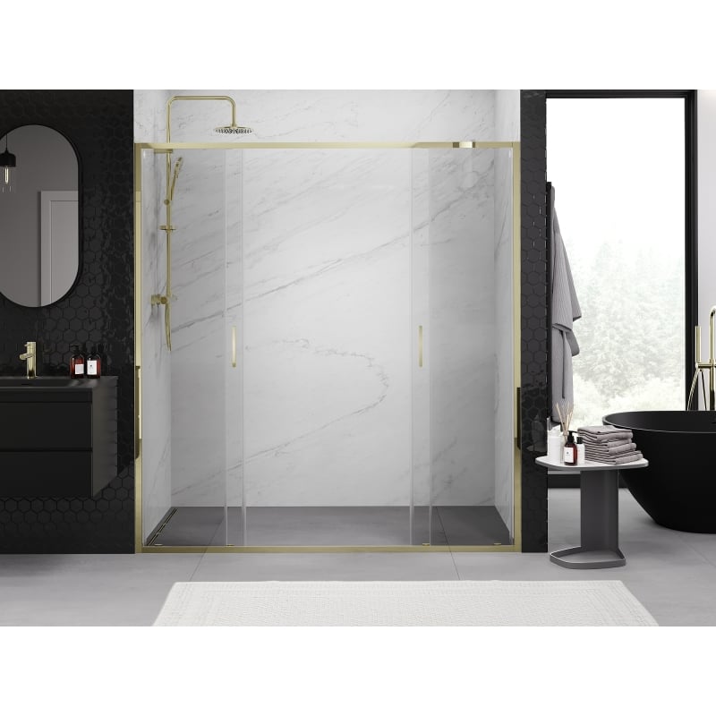 Mexen Exo-S Duo porte doccia doppie scorrevoli 170 cm, trasparenti, dorate - 8152-170-000-50-00