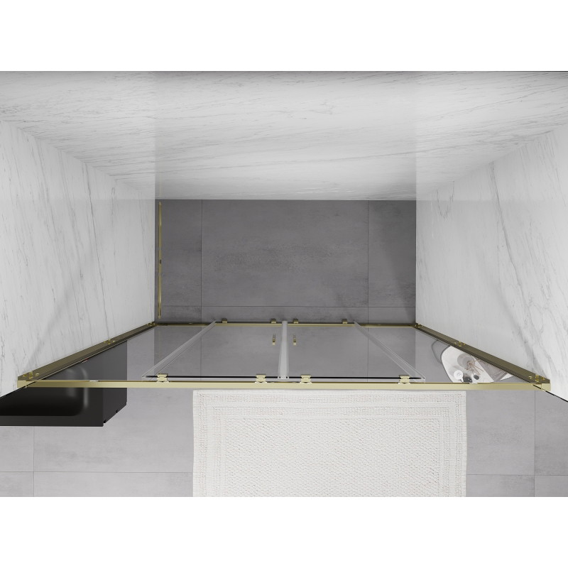 Mexen Exo-S Duo drzwi prysznicowe podwójne rozsuwane 170 cm, transparent, złote - 8152-170-000-50-00